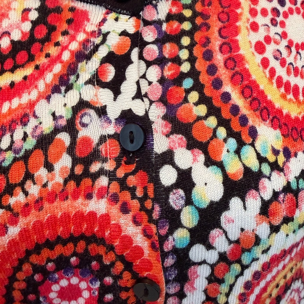#147  Joseph Beautiful Multicolor Button Down Cardigan, Circular Design. - Picture 2 of 12